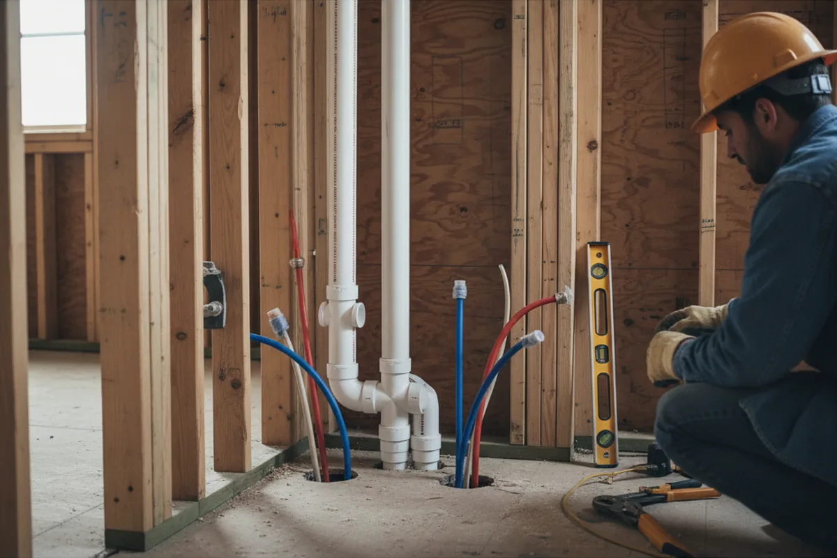 Drain and supply rough-in during Leak Detection in Davidsville