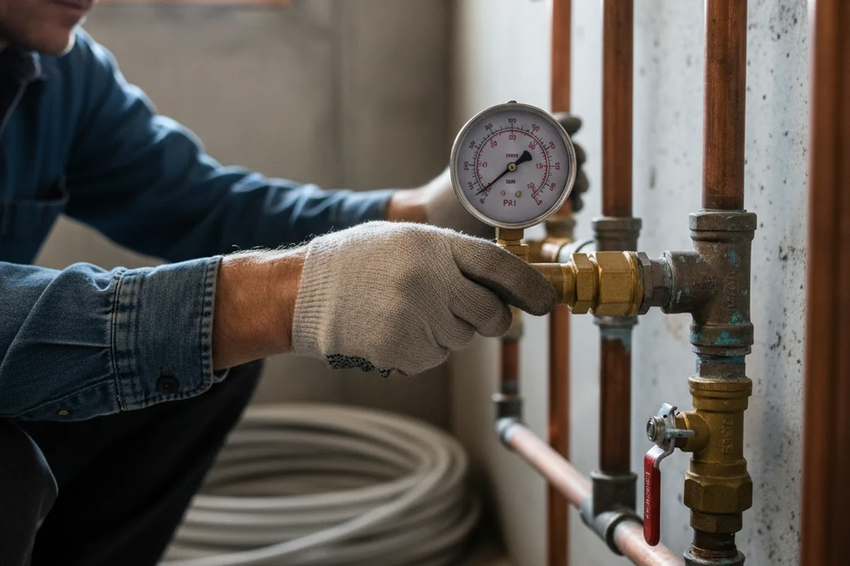 Pressure testing a repaired line during Water Line Repair in Davidsville